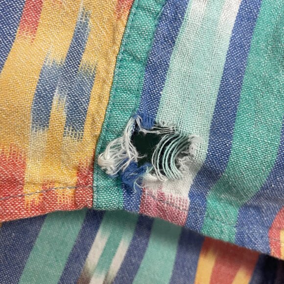 Vintage 90s Striped Button-Up Shirt Southwestern FLAWS Men Size Large Cotton - Picture 10 of 15